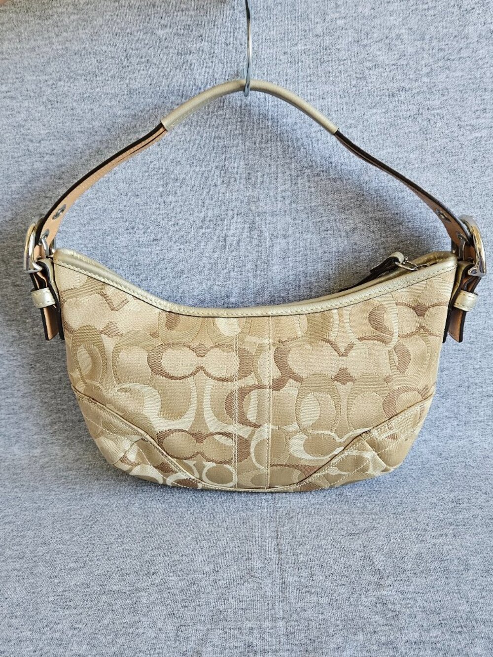 Coach Vintage Signature Small Soho Hobo Shoulder Bag Gold Metallic Optic C Y2K - Picture 3 of 16